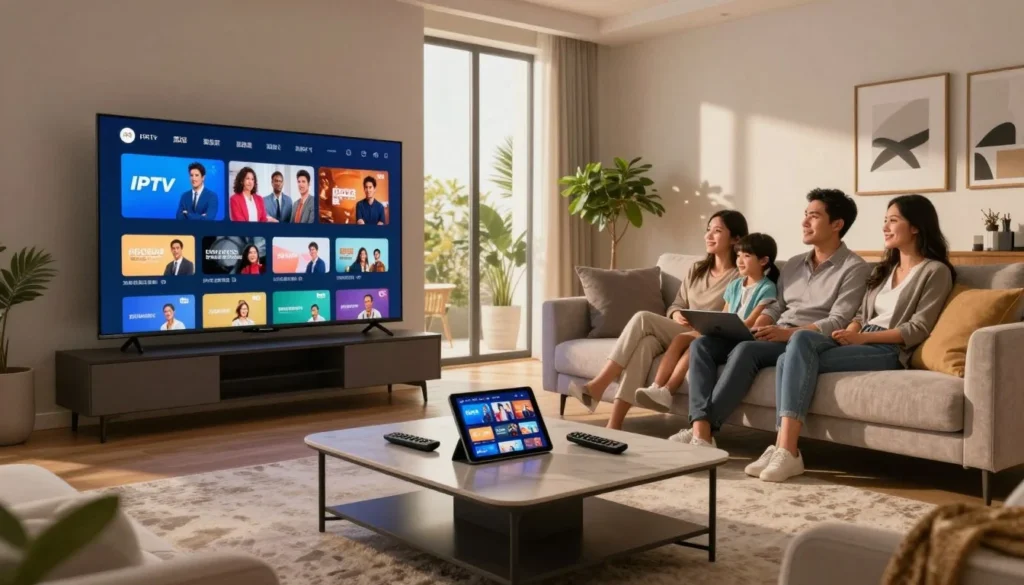 Family watching iptv